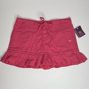 Faded Glory Girls Plus 8.5 Pink Skort NWT Ruffle Hem Bow Pockets